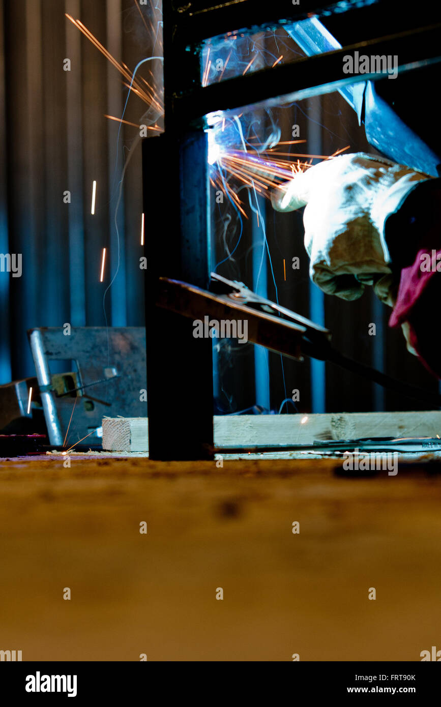Structural repair with a MIG welder Stock Photo Alamy