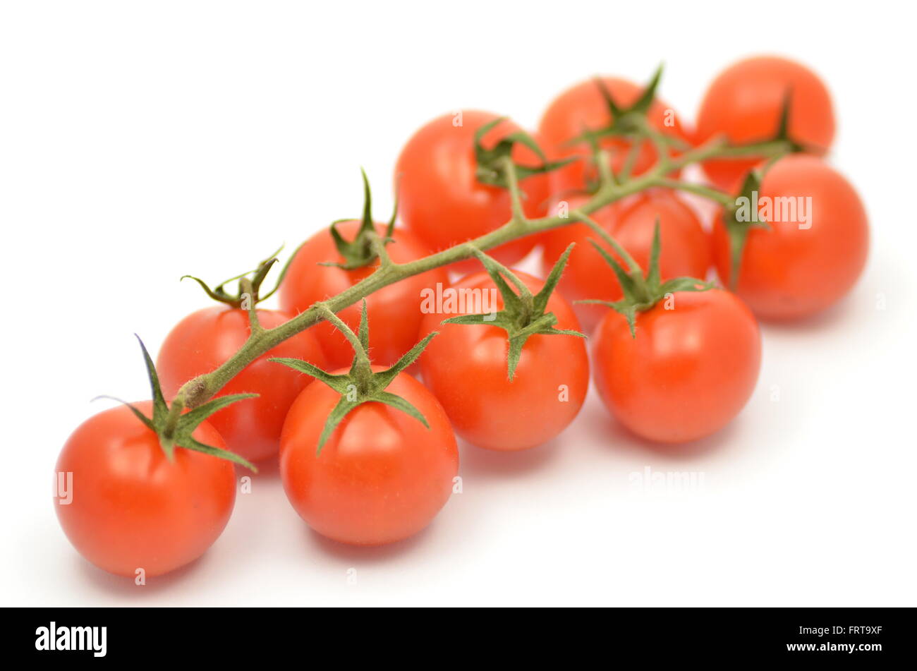 branch of fresh cherry tomatoes isolated on white background Stock ...