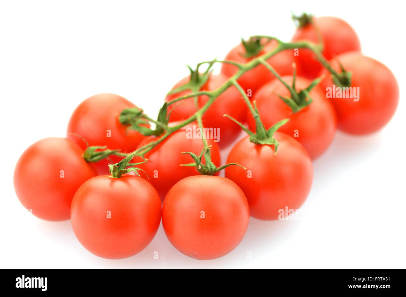 branch of fresh cherry tomatoes isolated on white background Stock ...