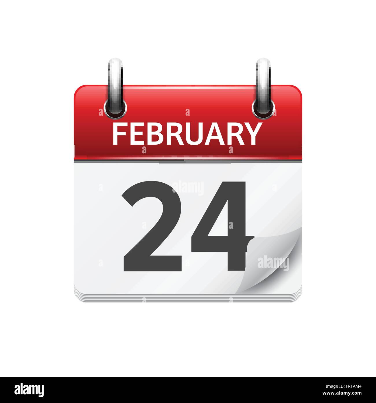 February 24. Vector flat daily calendar icon. Date and time, day, month ...