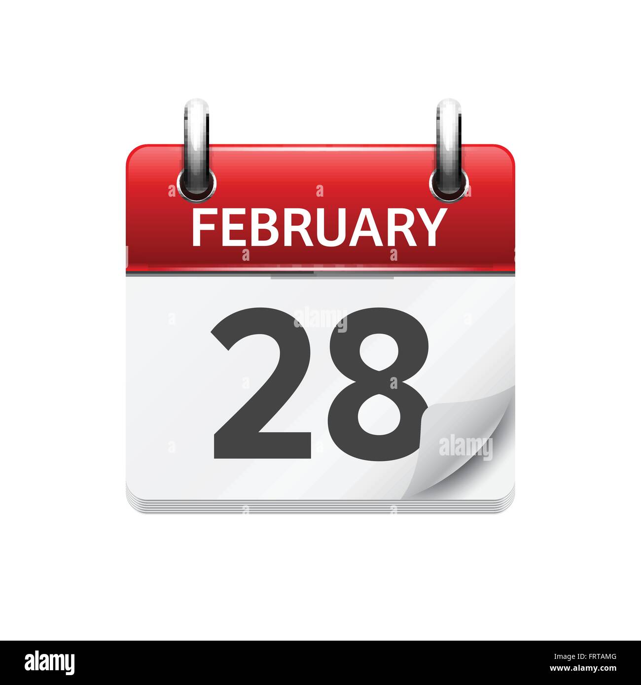 February 28. Vector flat daily calendar icon. Date and time, day, month. Holiday. Stock Vector