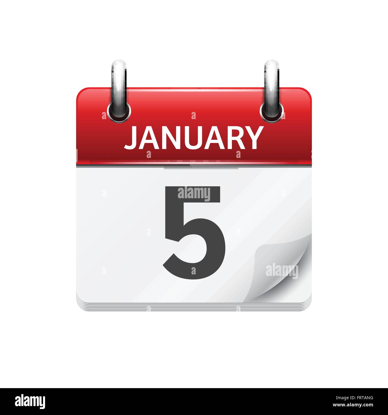 January 5. Vector flat daily calendar icon. Date and time, day, month ...