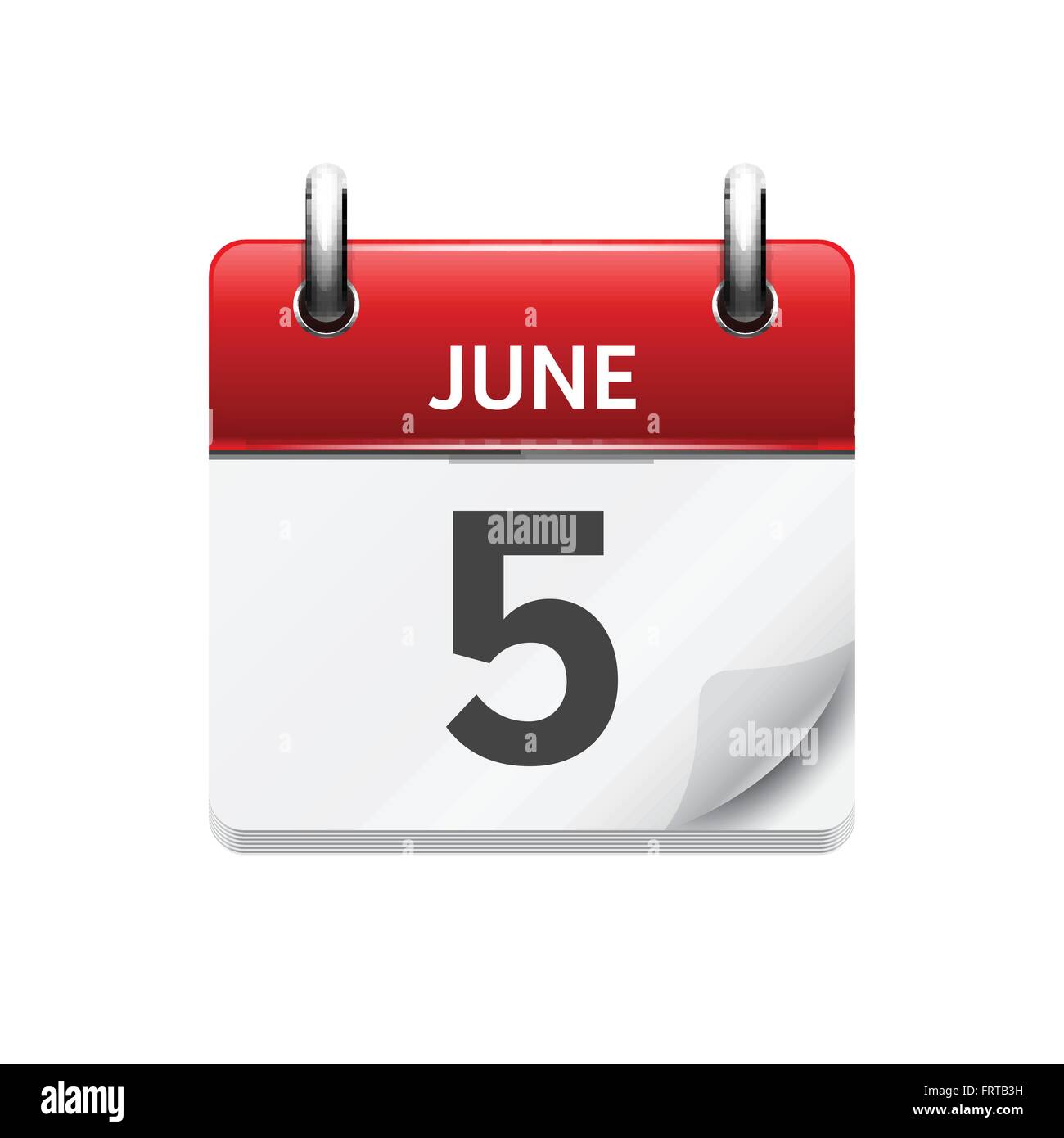 June 5 Vector Flat Daily Calendar Icon Date And Time Day Month 