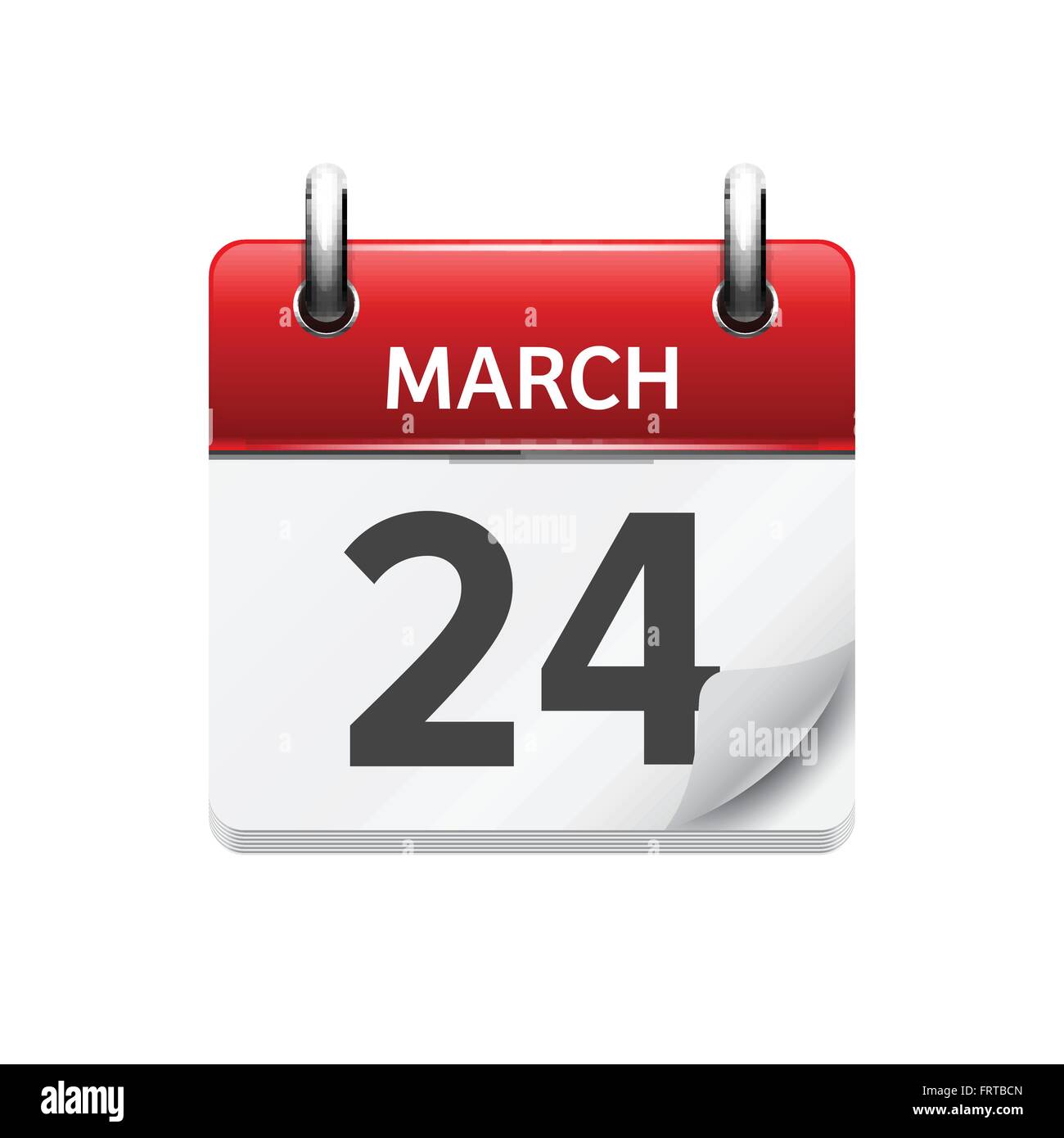 March 24. Vector flat daily calendar icon. Date and time, day, month