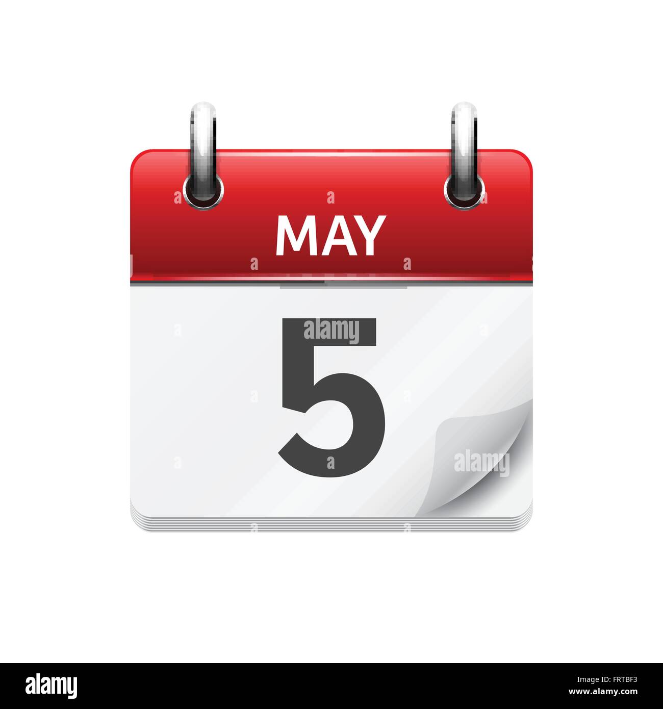 May 5. Vector flat daily calendar icon. Date and time, day, month ...