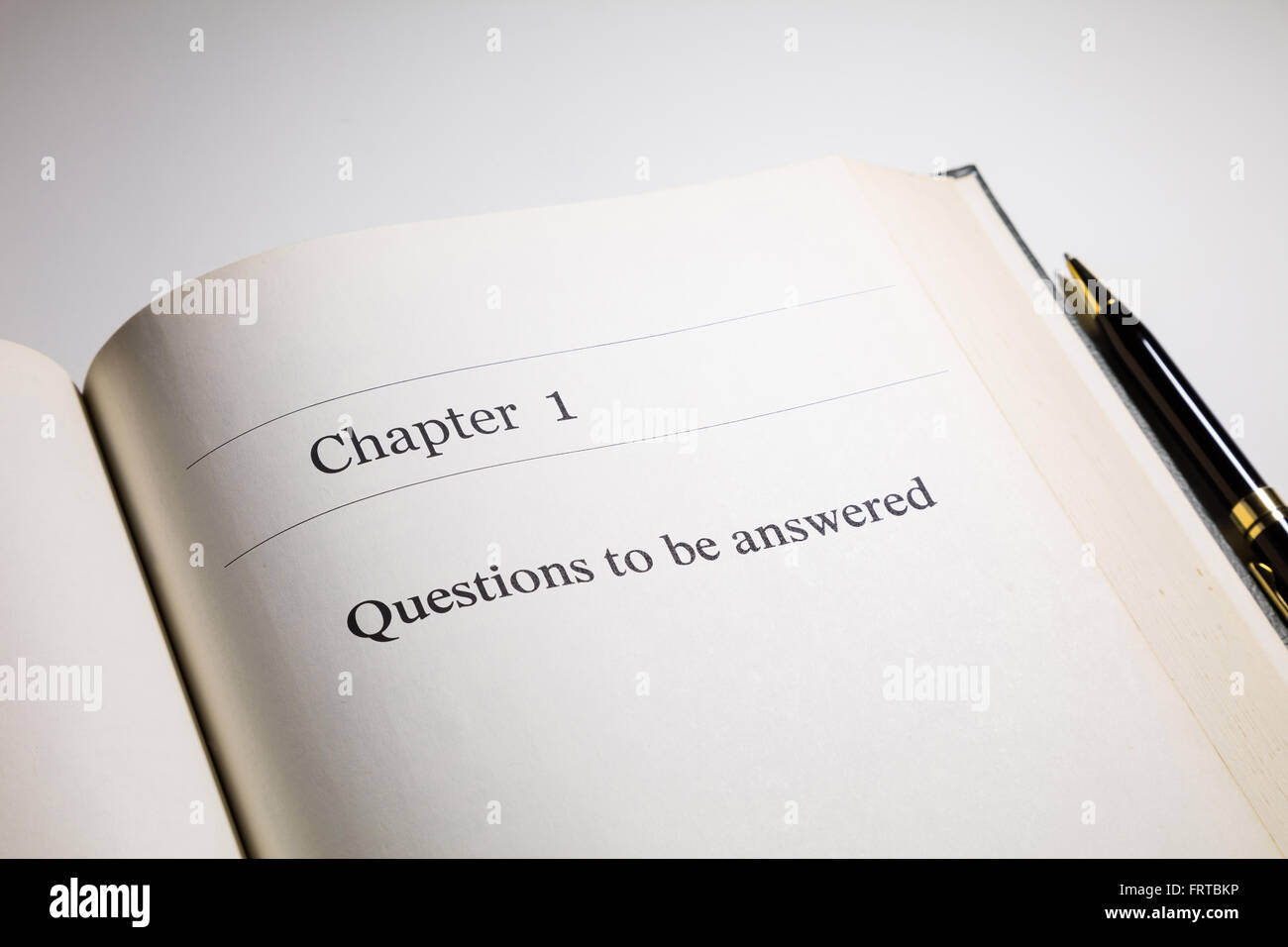 fake book. chapter one, Questions to be answered Stock Photo
