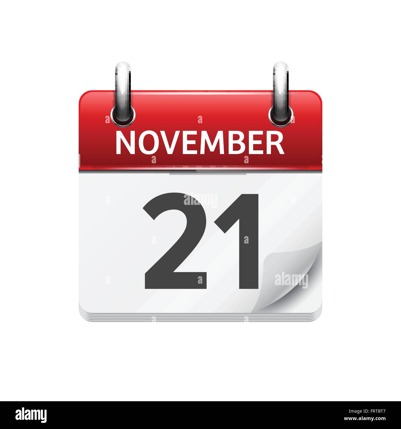 November 21 . Vector flat daily calendar icon. Date and time, day ...