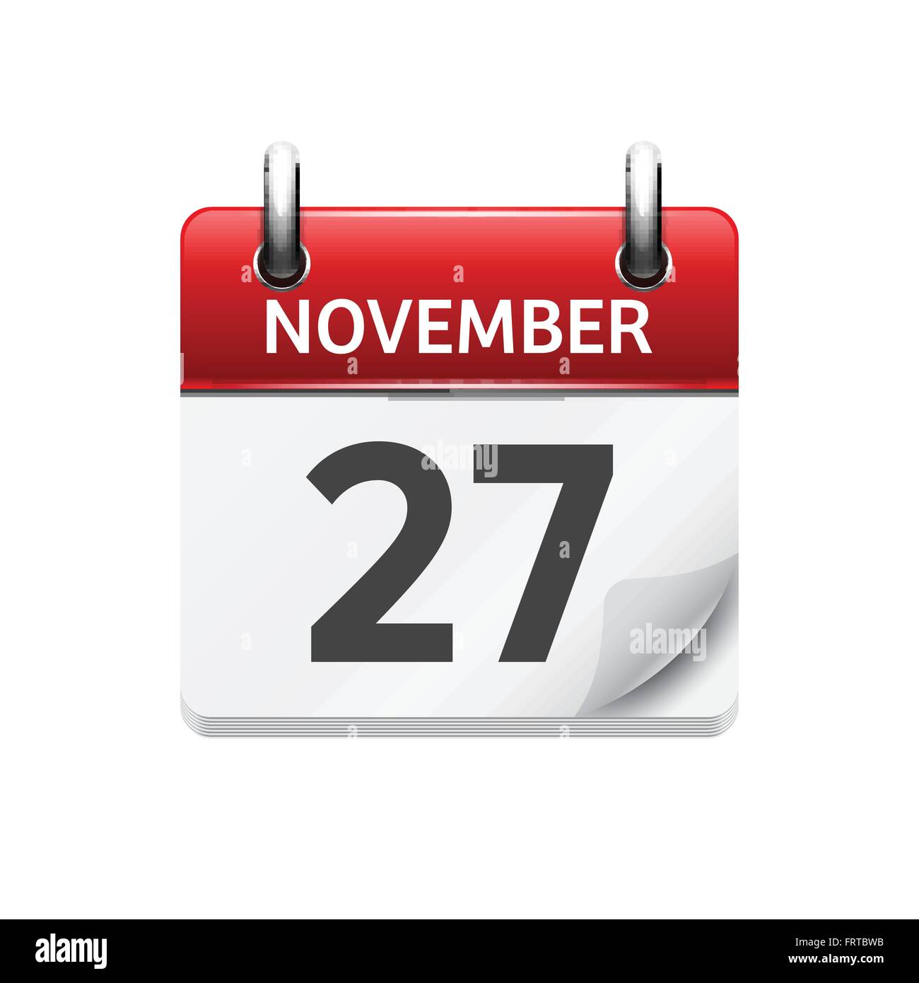 November 27. Vector flat daily calendar icon. Date and time, day, month