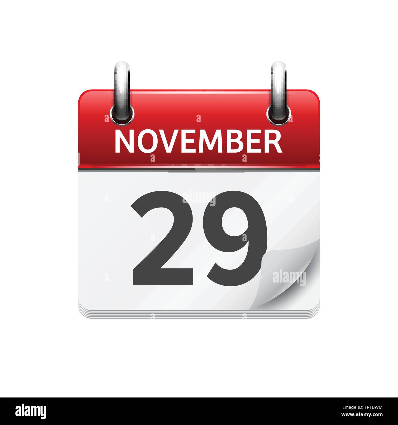November 29 Vector Flat Daily Calendar Icon Date And