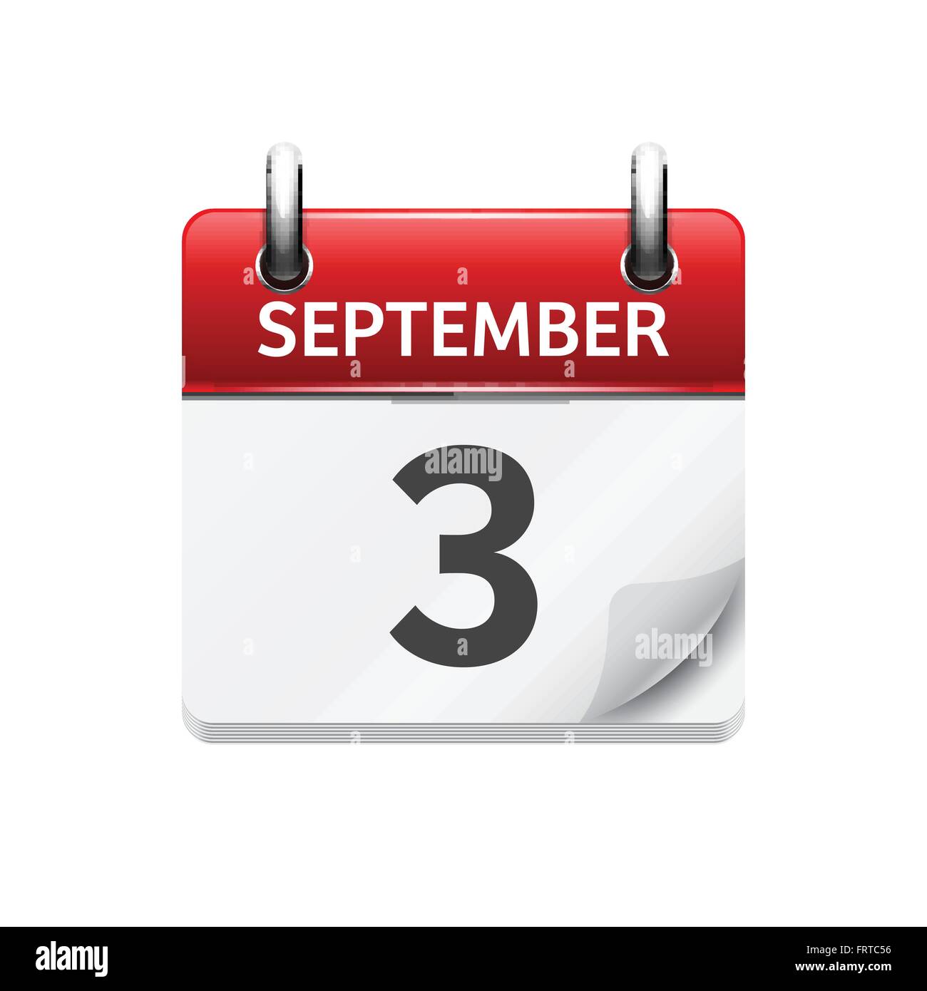 September 3. Vector flat daily calendar icon. Date and time, day, month ...