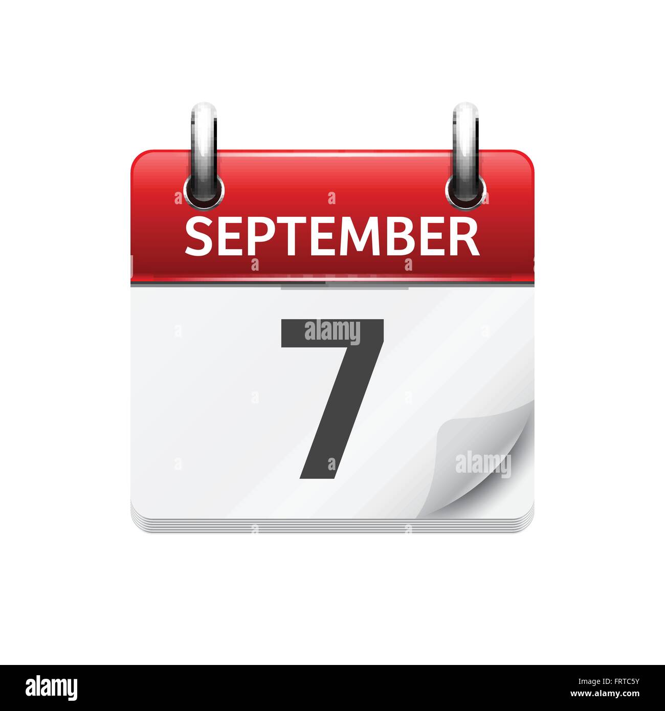 September 7. Vector flat daily calendar icon. Date and time, day, month ...