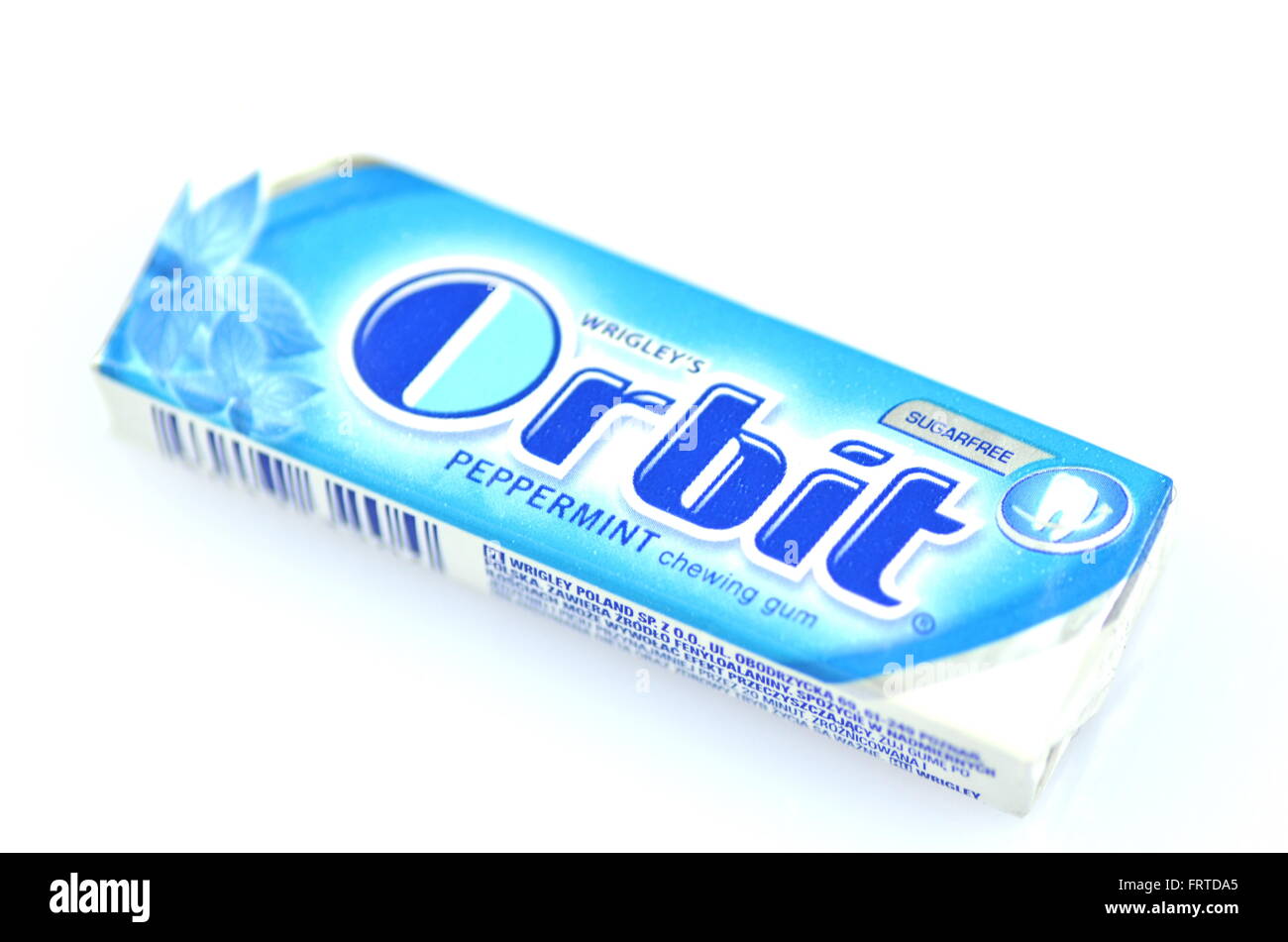 Orbit chewing gum isolated on white background. Orbit chewing gum is