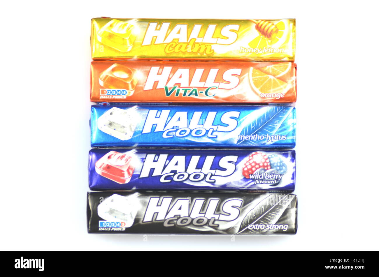 Variety of Halls cough drops Stock Photo Alamy