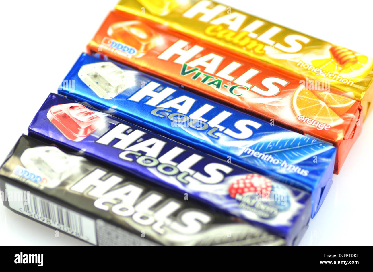 Variety of Halls cough drops Stock Photo Alamy