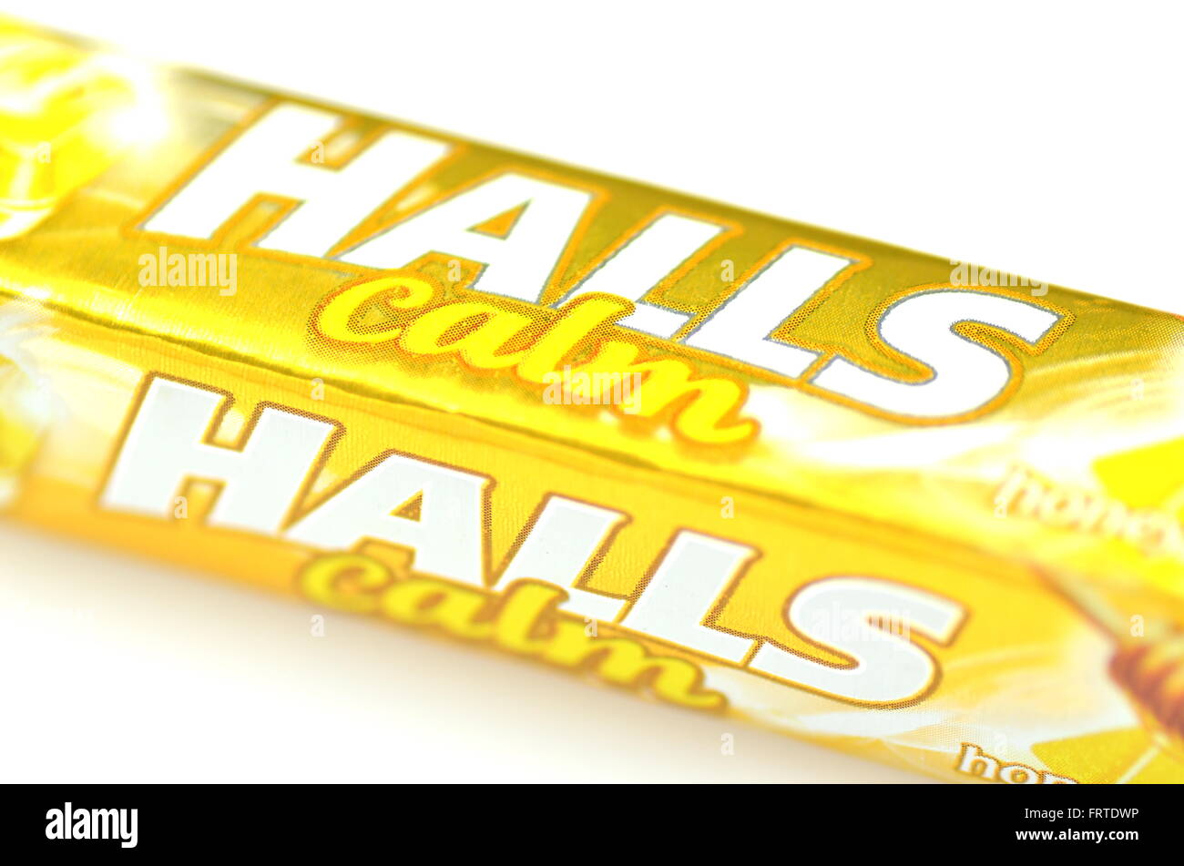 Halls cough drops isolated on white background Stock Photo Alamy