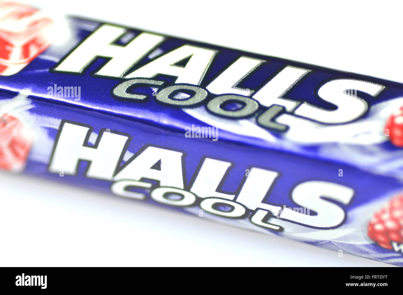 Halls cough drops isolated on white background Stock Photo Alamy