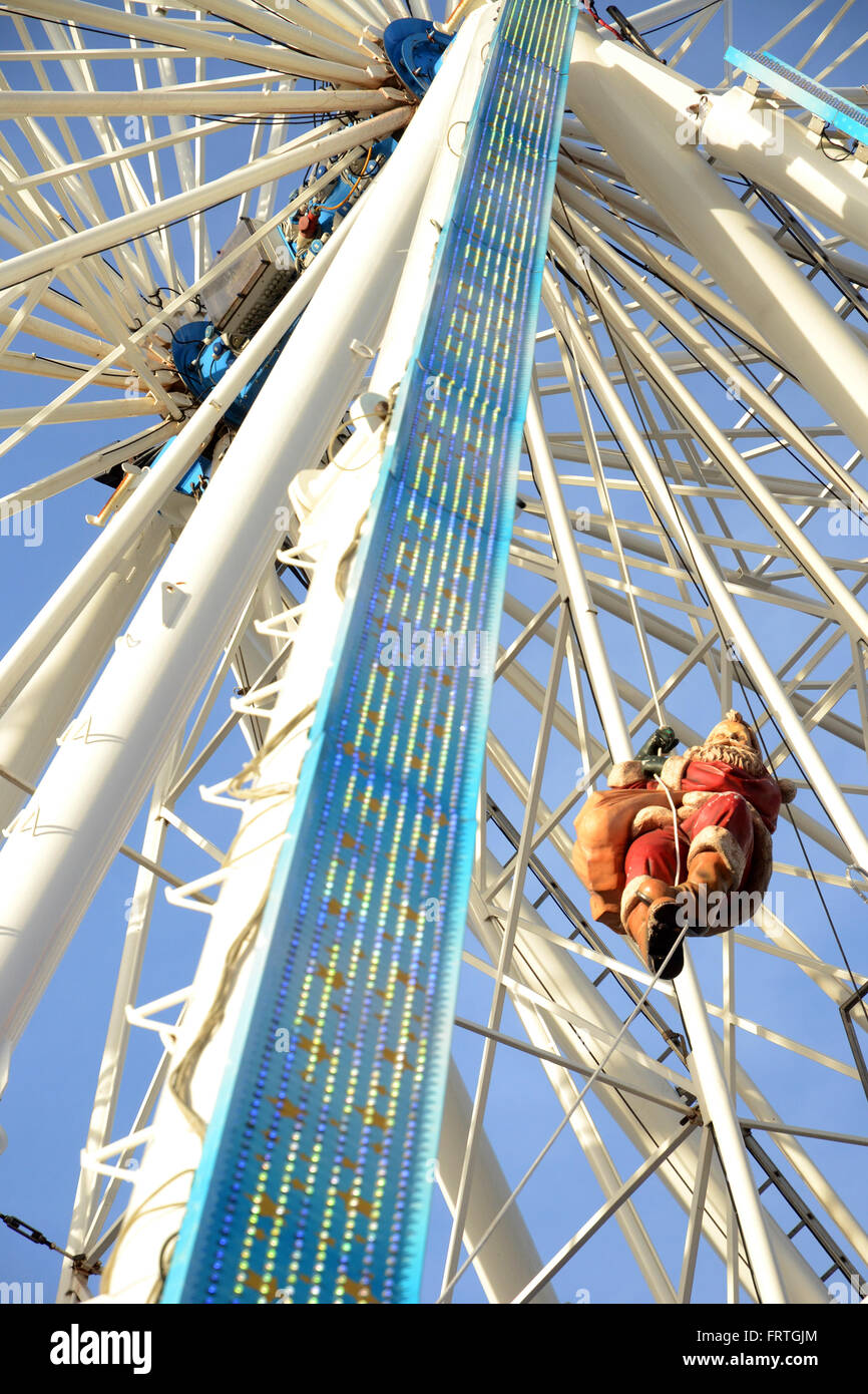 ferris wheel at Christmas Market in Maastricht. Santa is climbing up