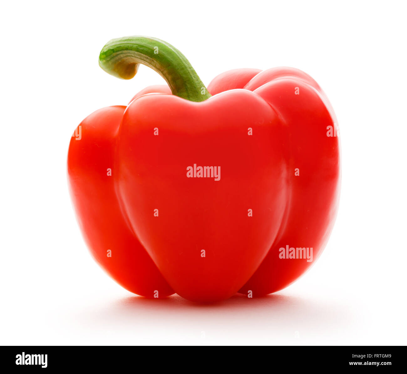 Single red paprika on the white background Stock Photo