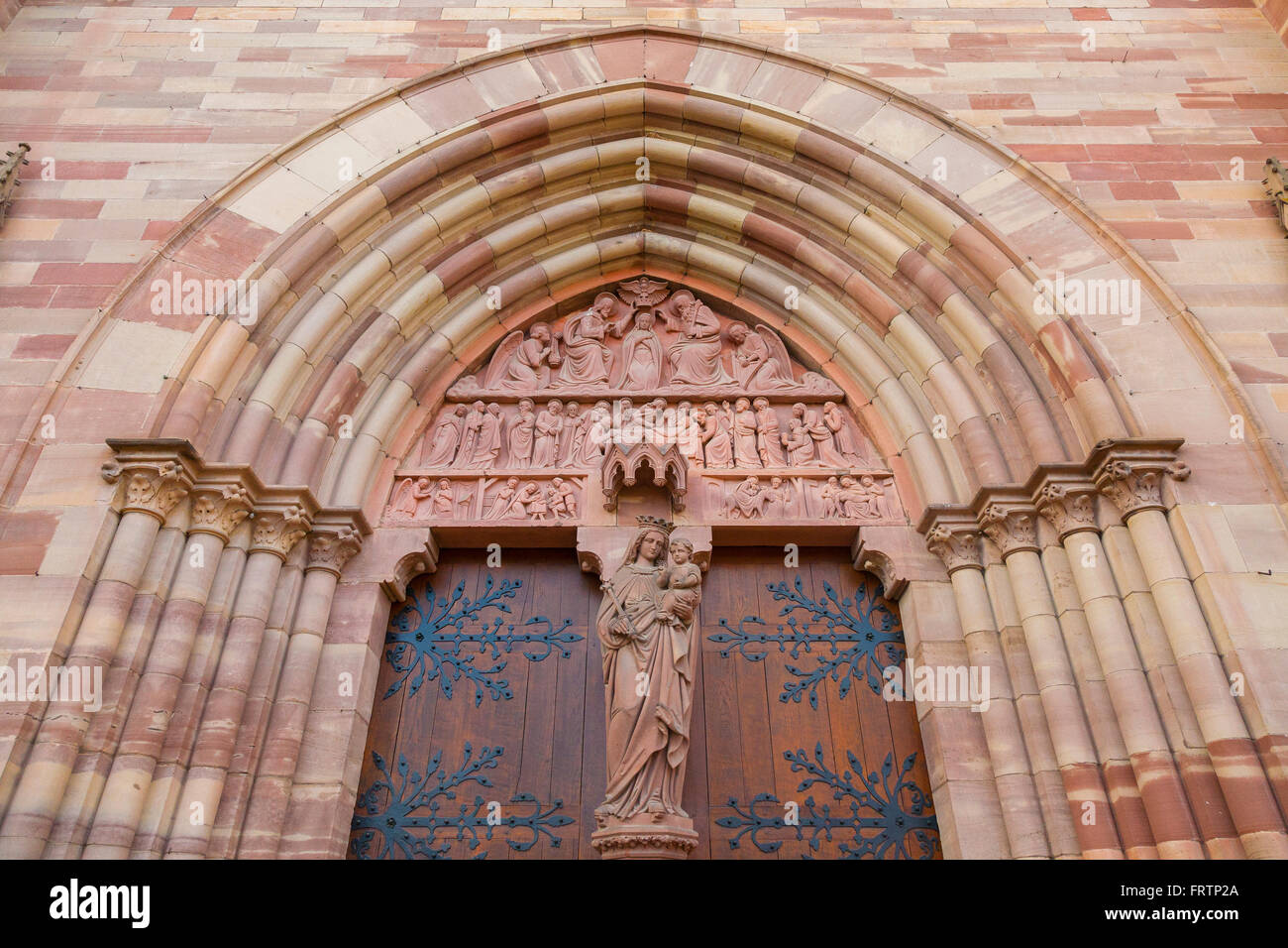 Front door Saint Pierre and Saint Paul Church in Obernai, Bas-Rhin Alsace France Stock Photo