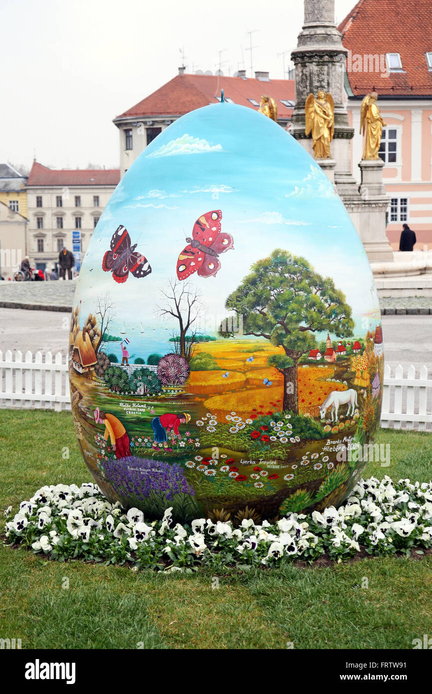 Big Easter eggs in front of the Cathedral,2,Zagreb,2016. Stock Photo