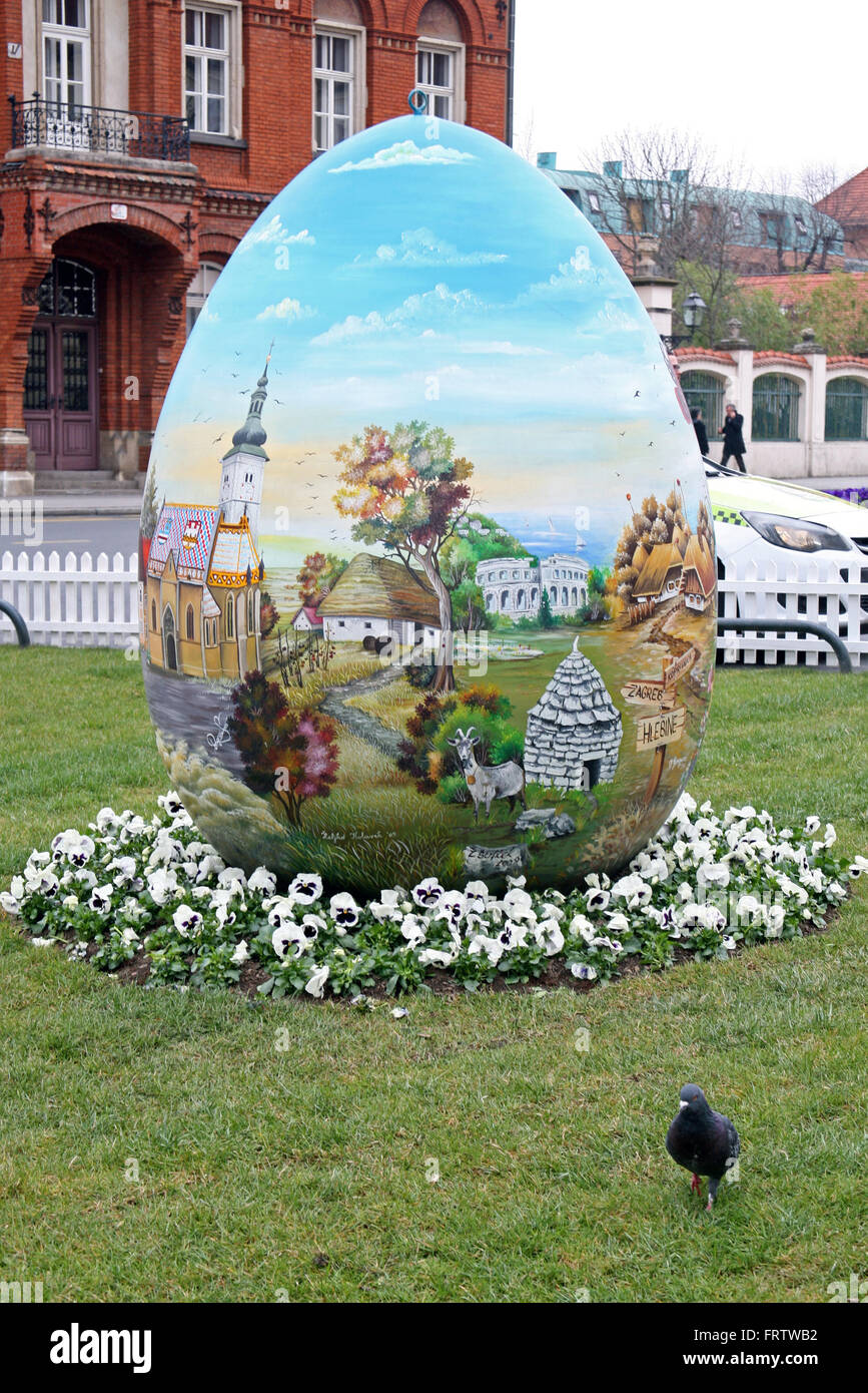 Big Easter eggs in front of the Cathedral,6,Zagreb,2016. Stock Photo