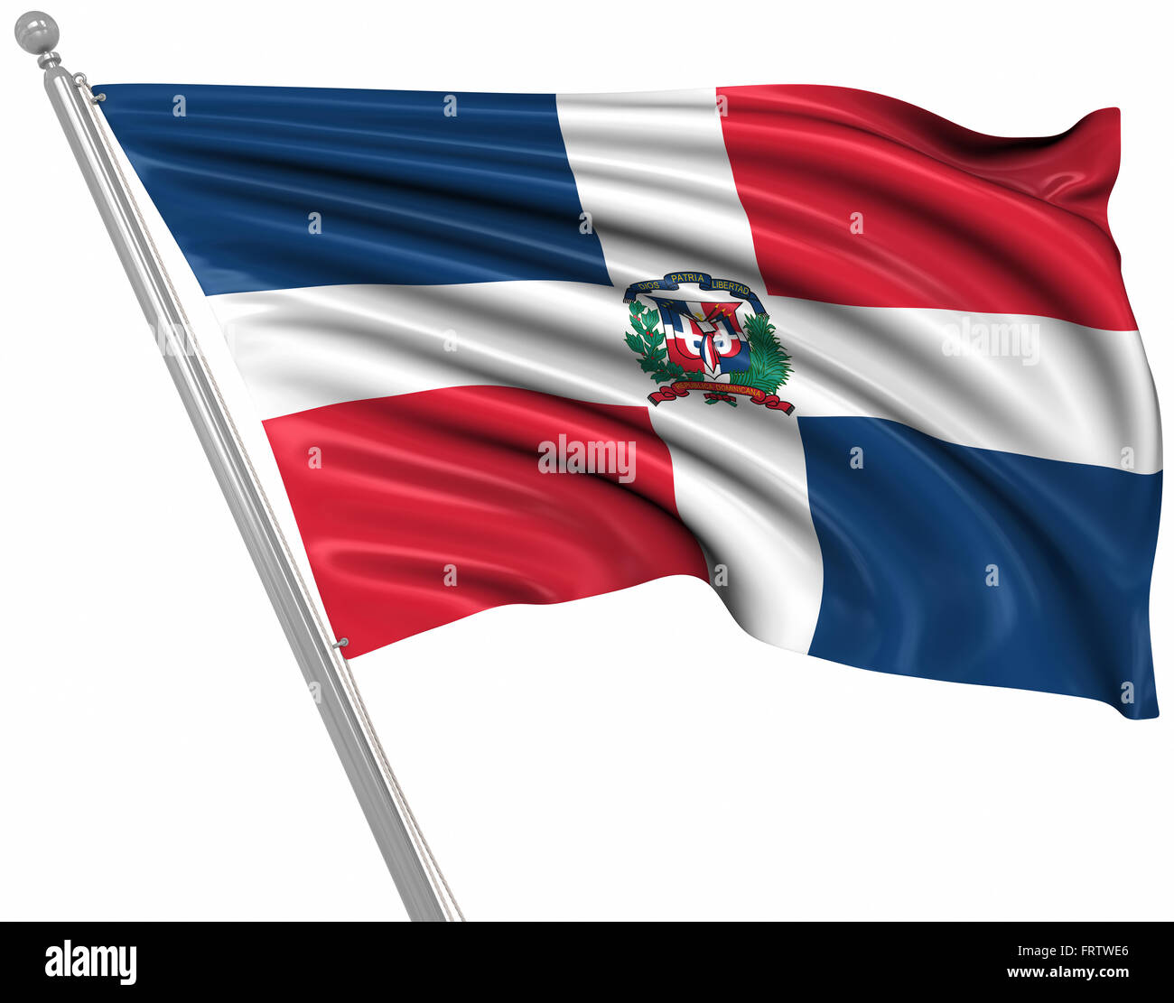 Flag of the Dominican Republic , This is a computer generated and 3d rendered picture. Stock Photo