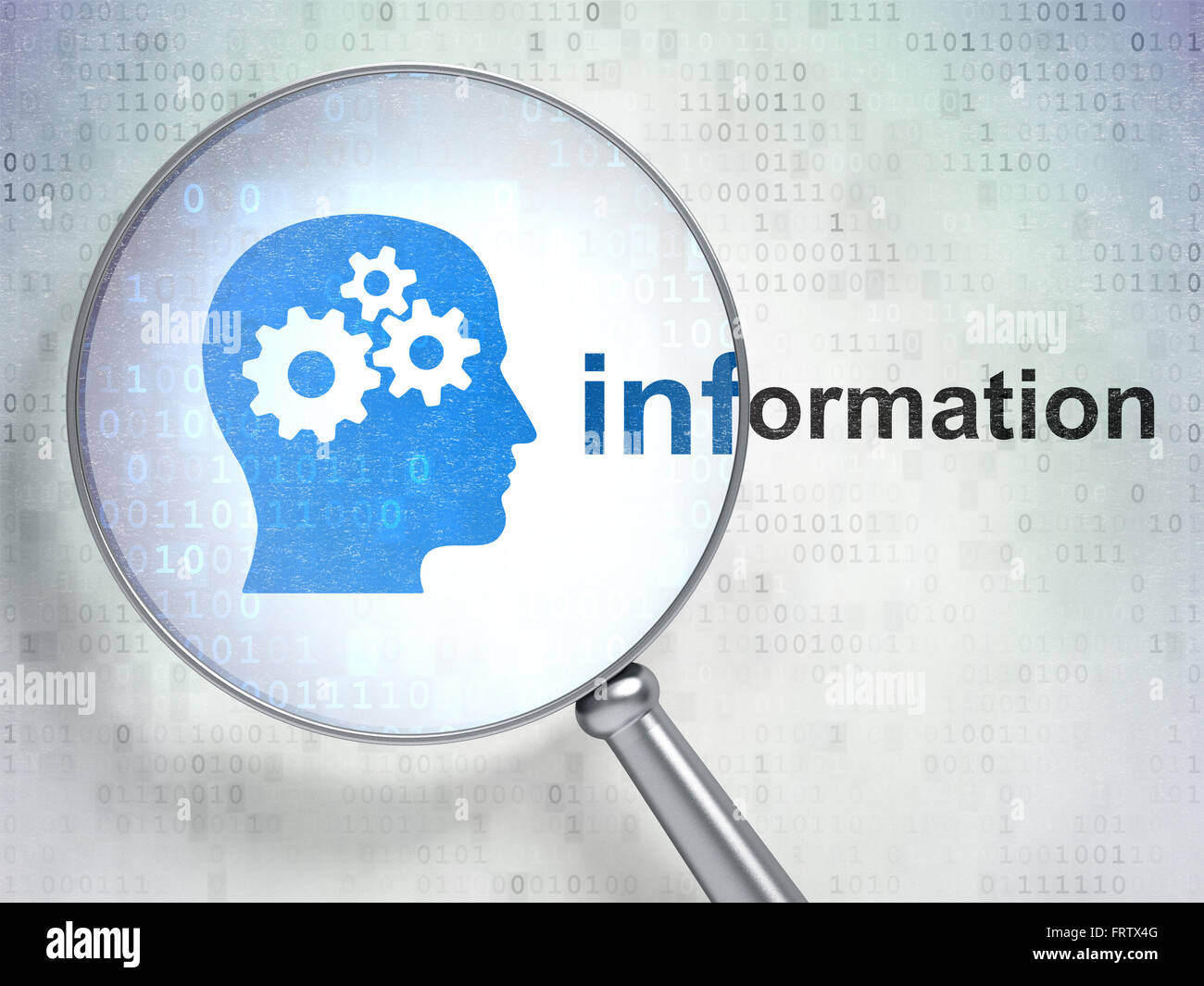 Data concept: Head With Gears and Information with optical glass Stock ...