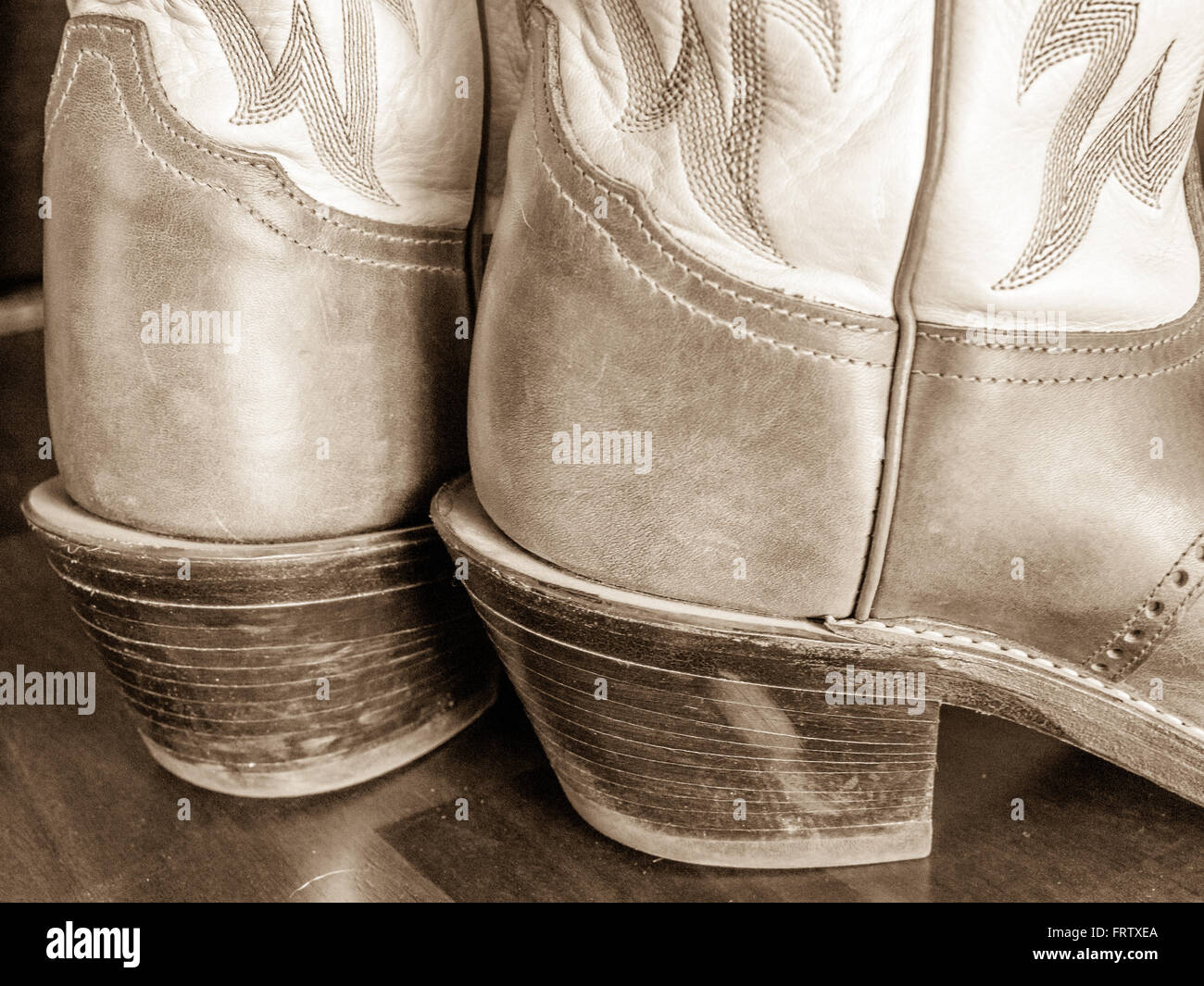 Detail view of cowboy boot heels, design Stock Photo Alamy