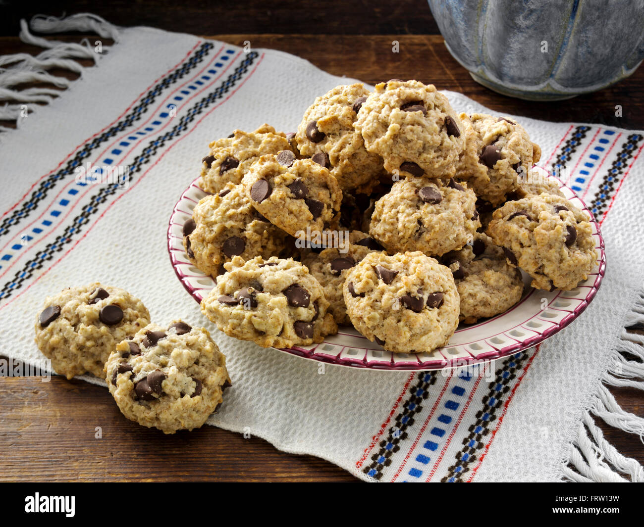 Oatmeal chocolate chip cookies Stock Photo