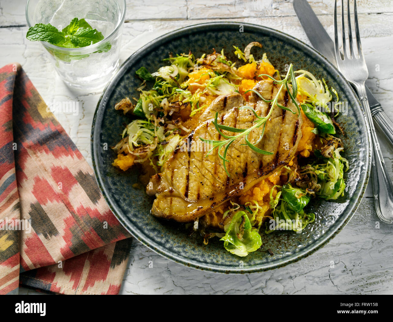 Brined pork chop Stock Photo