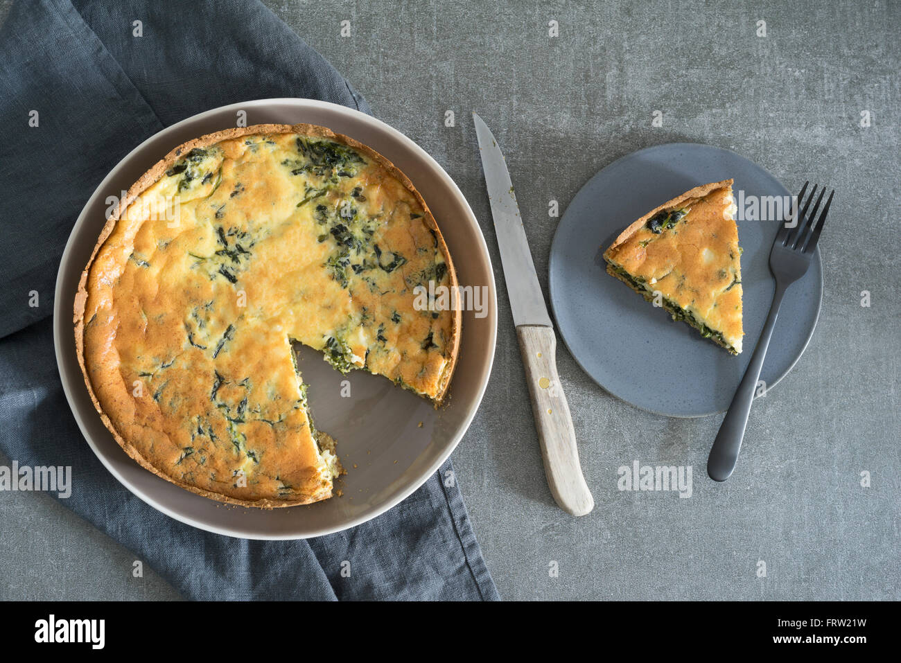 Low carb spinach quiche Stock Photo Alamy