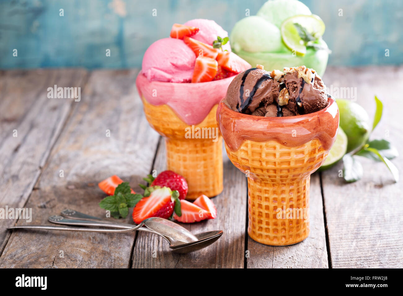 Variety of ice cream in bowls Stock Photo Alamy