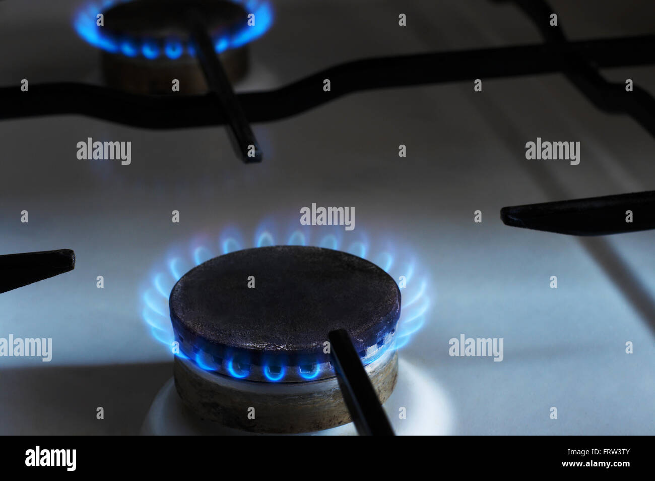 Gas cooker with burning fire Stock Photo Alamy