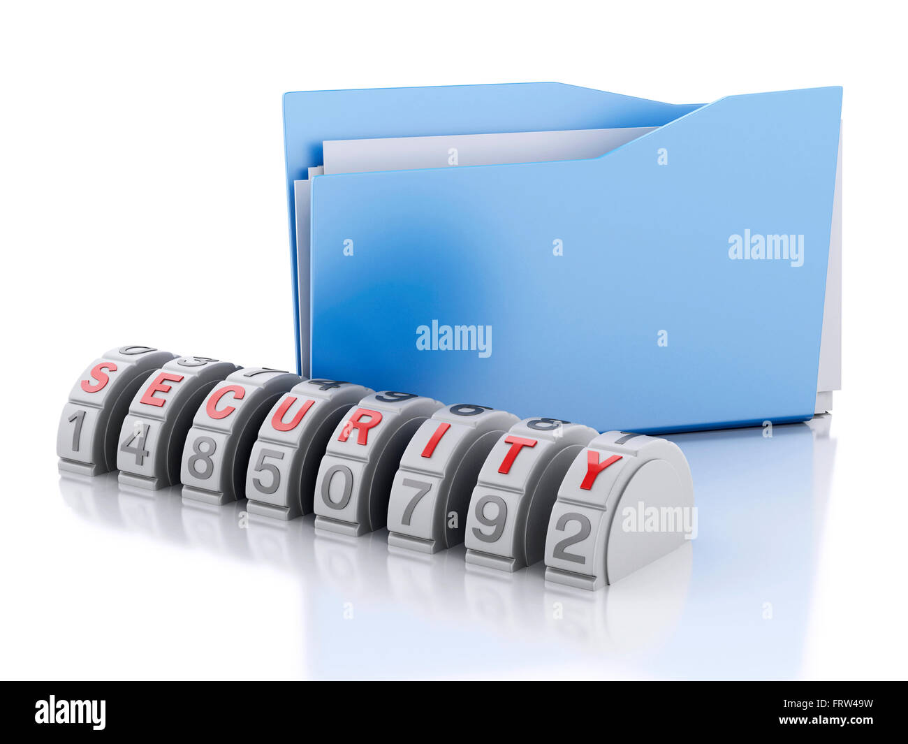 3d Ilustration. Folder with password combination. Security concept ...