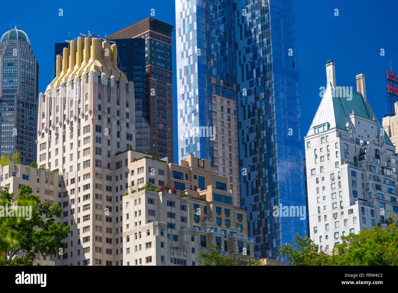 Luxury hotel building near Central Park in Manhattan, NYC Stock Photo