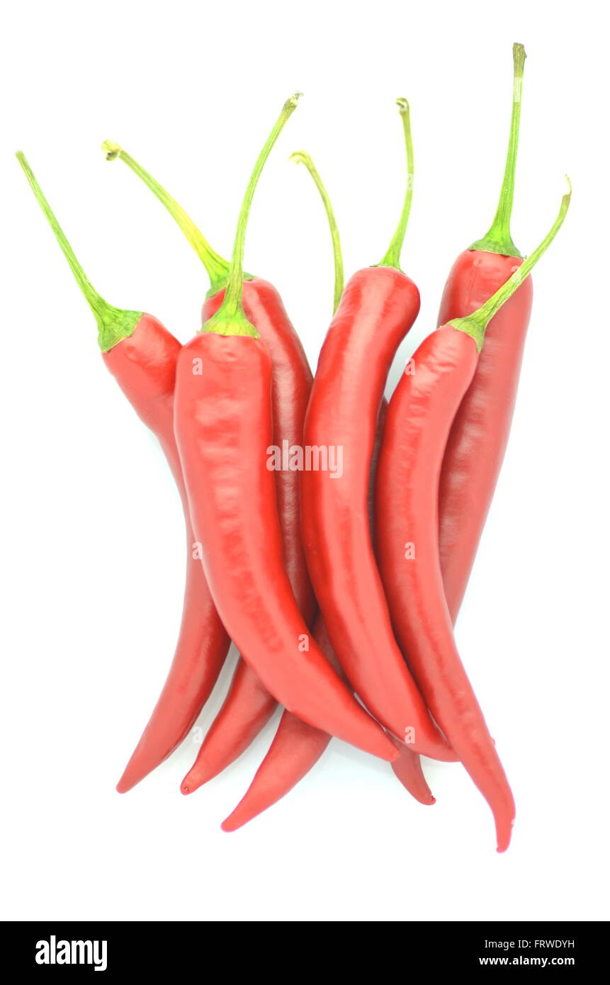 red hot chilli peppers isolated on white background Stock Photo - Alamy