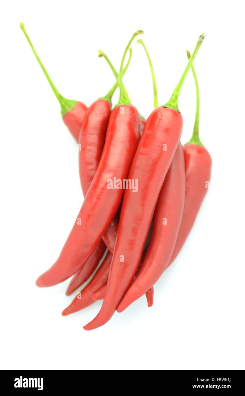 red hot chilli peppers isolated on white background Stock Photo - Alamy