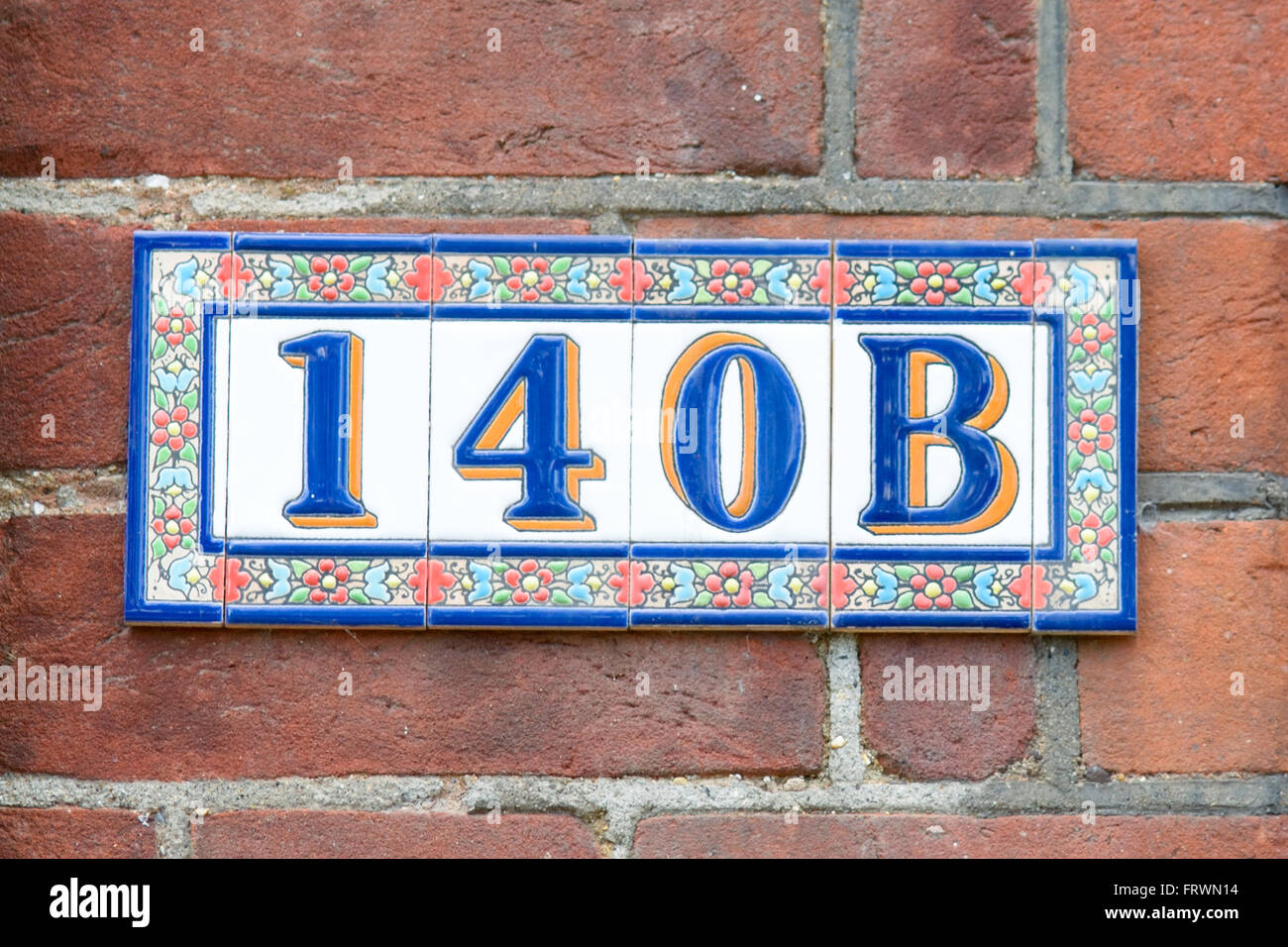House Number 140B sign in ceramic tiles Stock Photo - Alamy