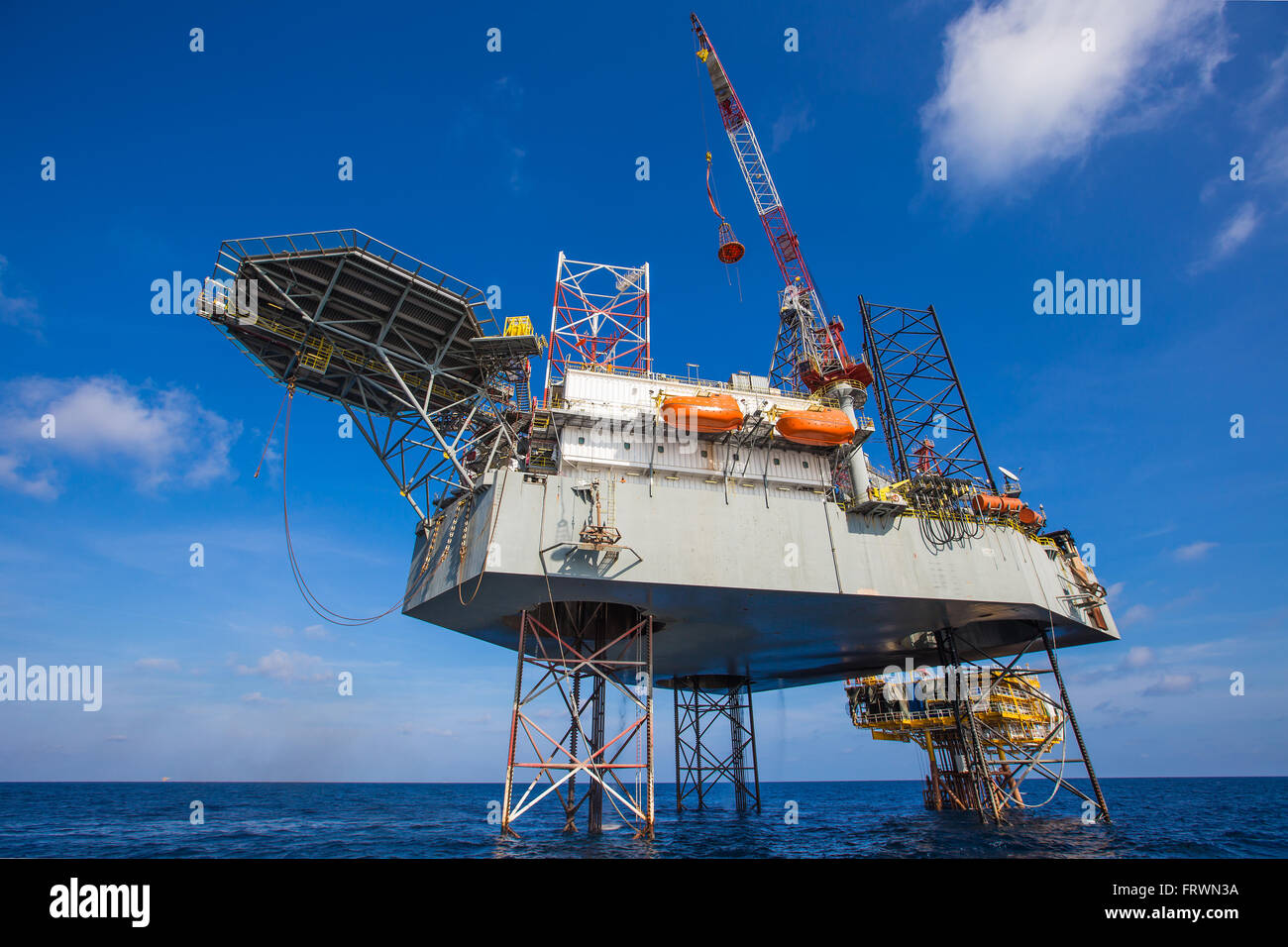 Oil and gas drilling rig just completion on oil and gas wellhead