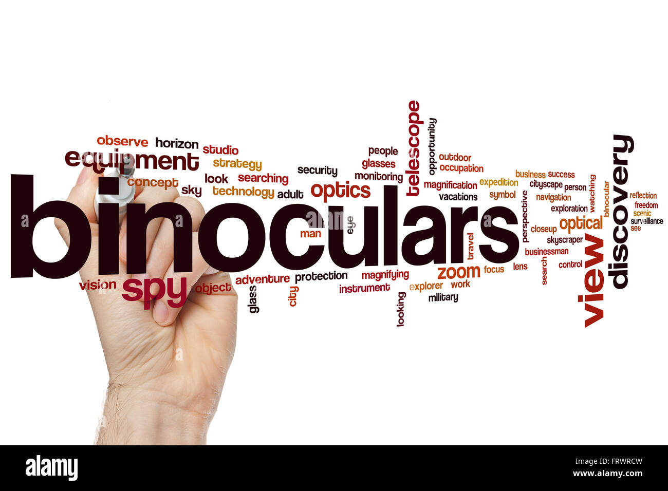 Binoculars word cloud concept Stock Photo Alamy