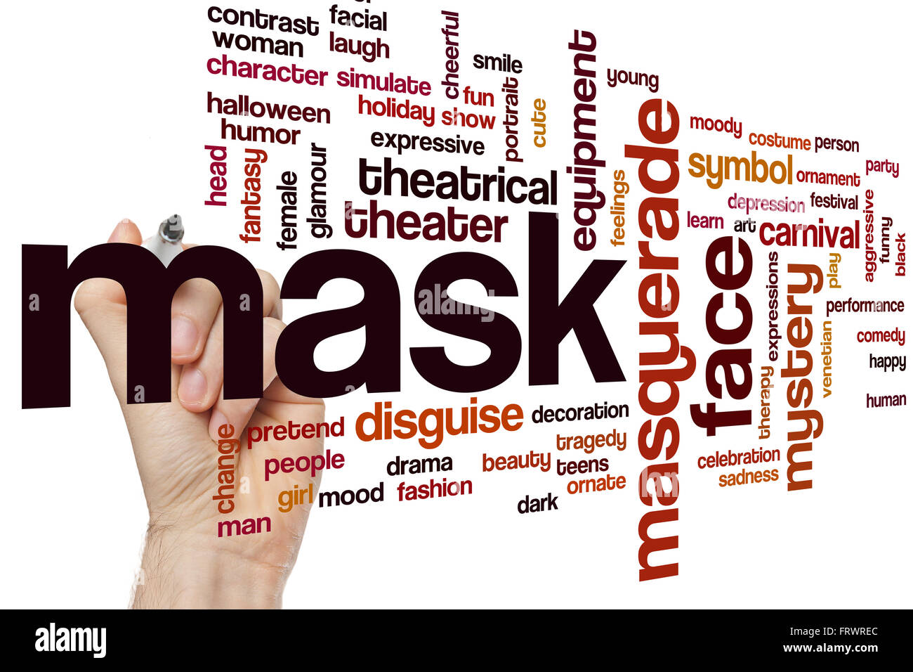 Mask word cloud concept Stock Photo Alamy