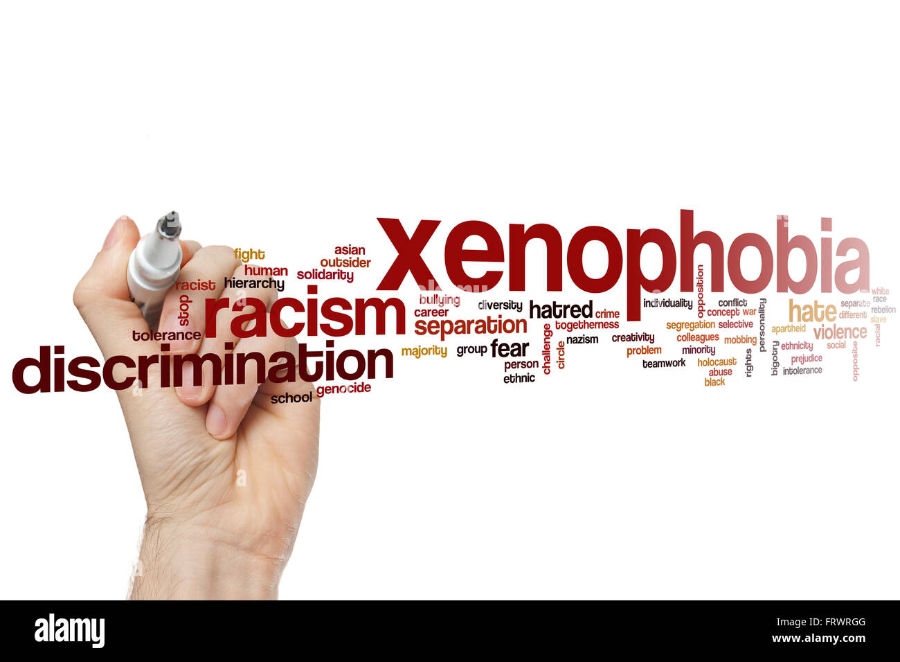Xenophobia word cloud concept Stock Photo Alamy
