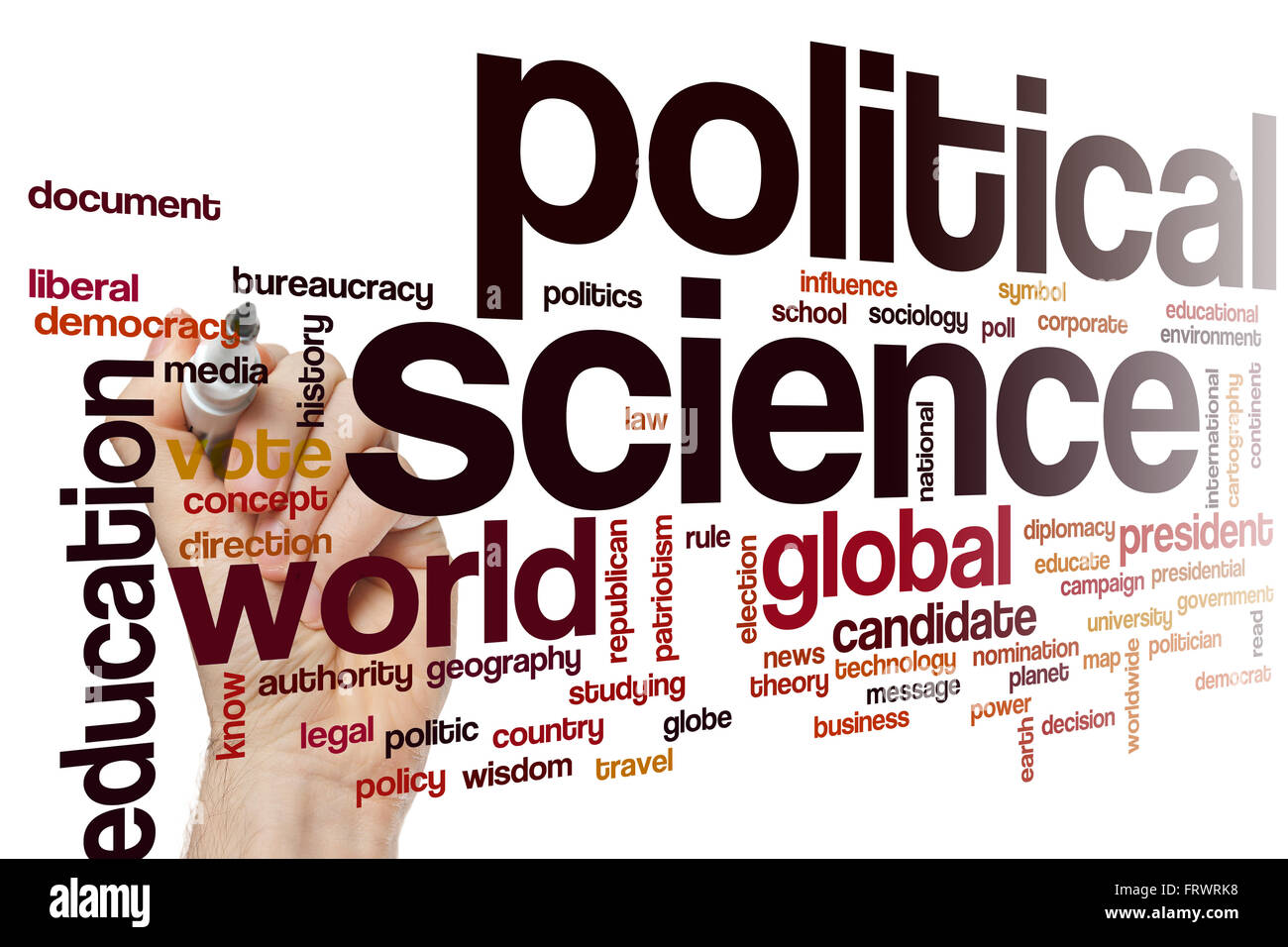 Political science word cloud concept Stock Photo - Alamy