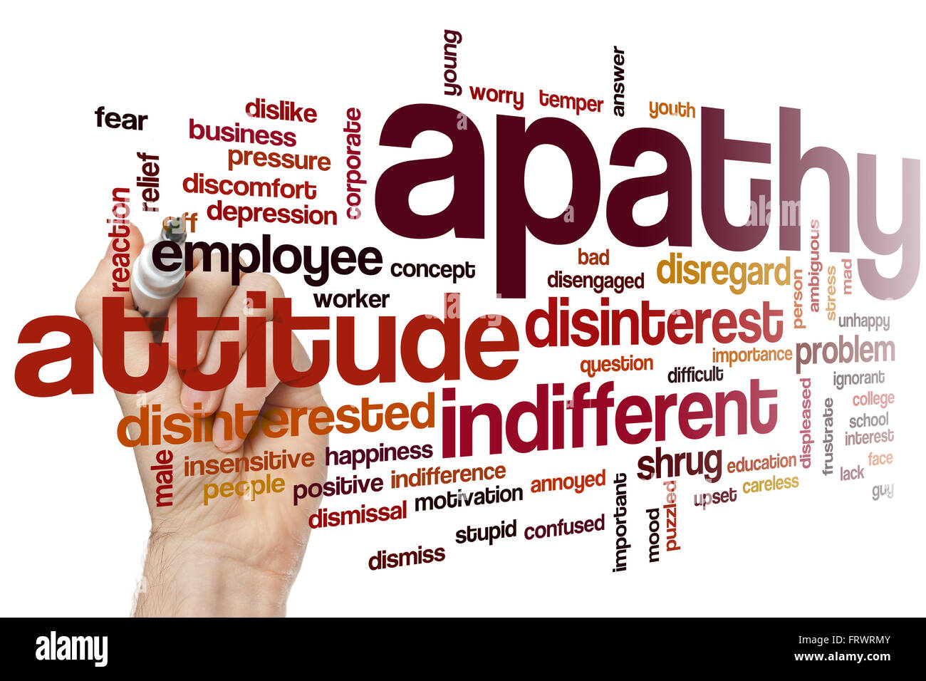 Apathy word cloud concept with indifferent disinterest related tags Stock Photo