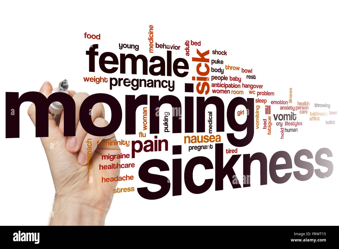 Morning sickness word cloud concept Stock Photo