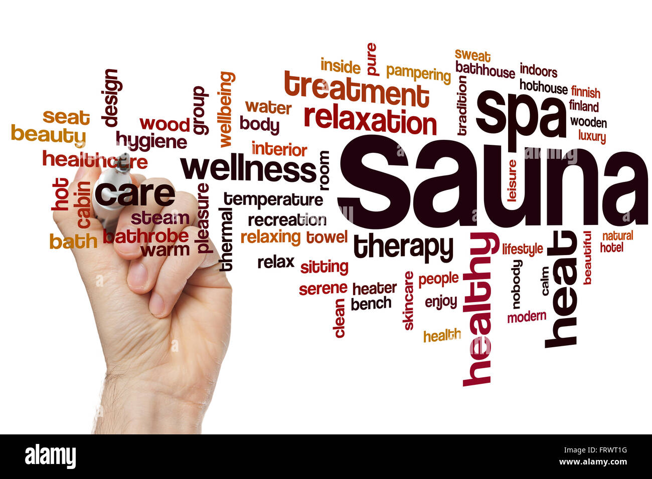 Sauna word cloud concept Stock Photo Alamy
