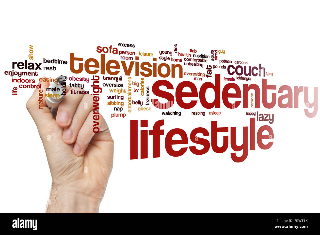 Sedentary lifestyle word cloud concept Stock Photo