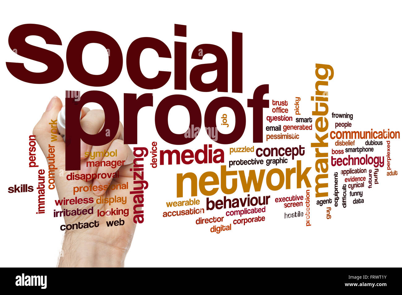 Social proof word cloud concept with network media related tags Stock Photo