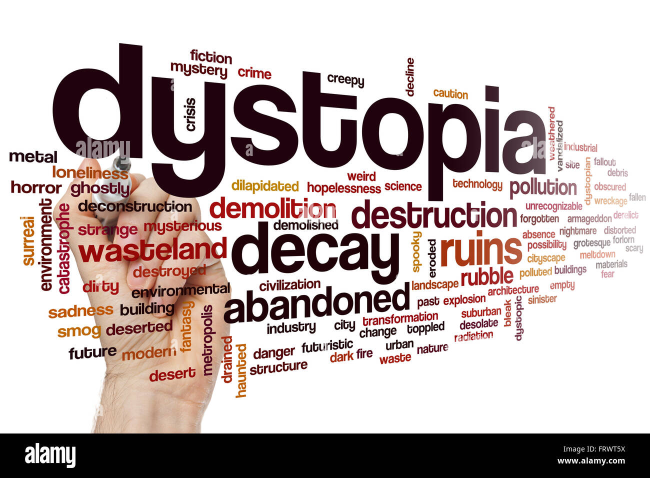 Dystopia concept word cloud background Stock Photo