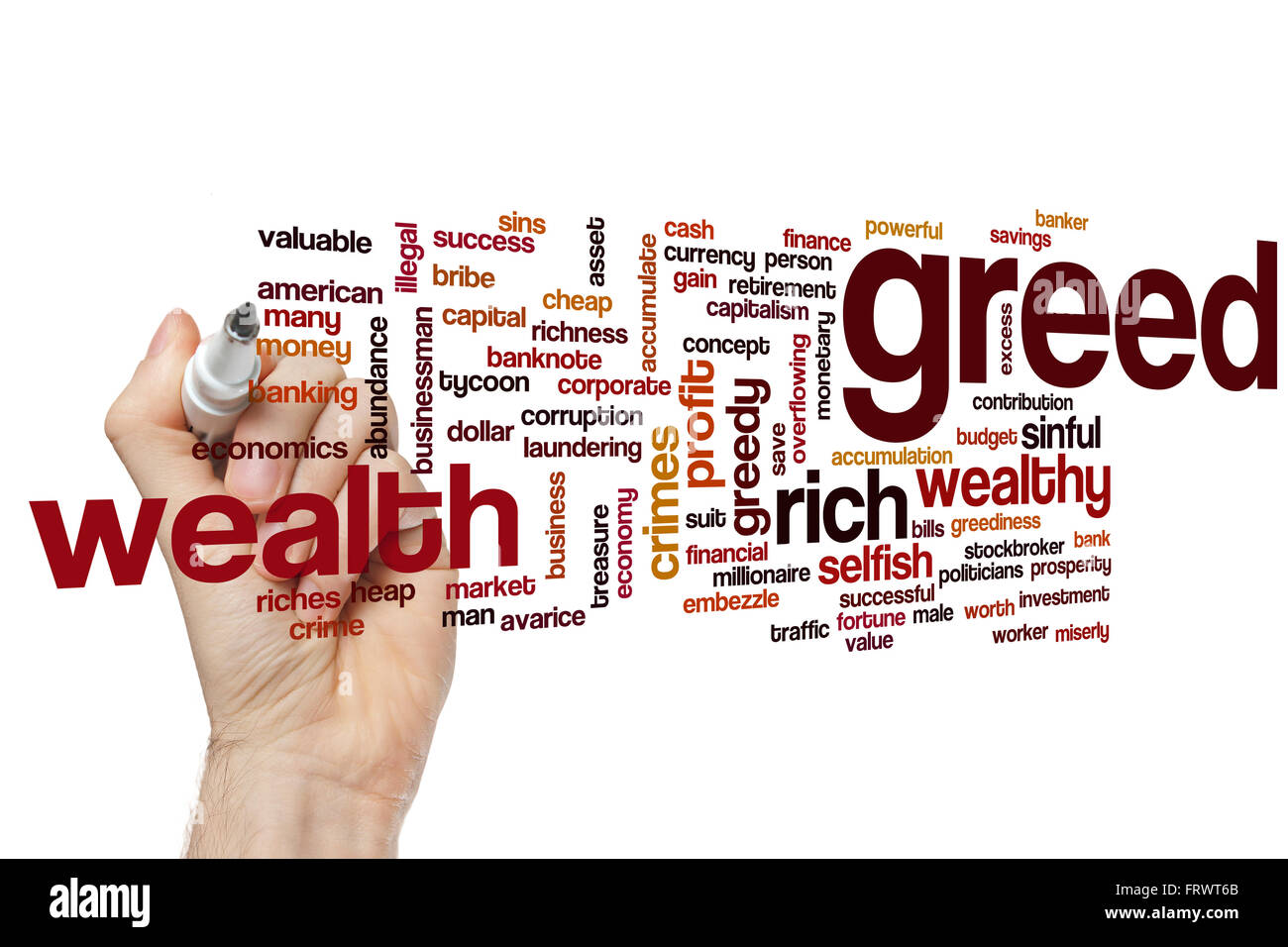 Greed word cloud concept Stock Photo - Alamy